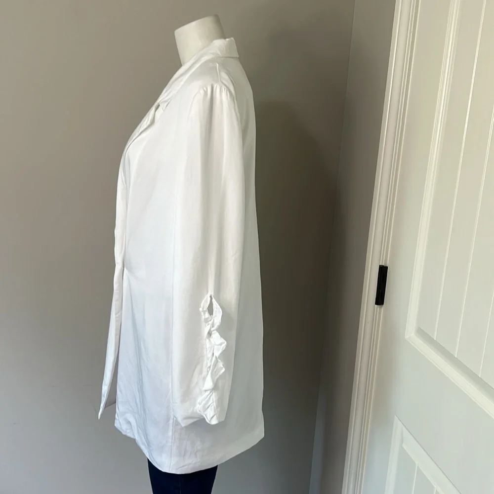 CAROLINE CONSTAS Ruffle Blazer Dress Split Ruffle Sleeve White Revolve Sz XS - Picture 7 of 16